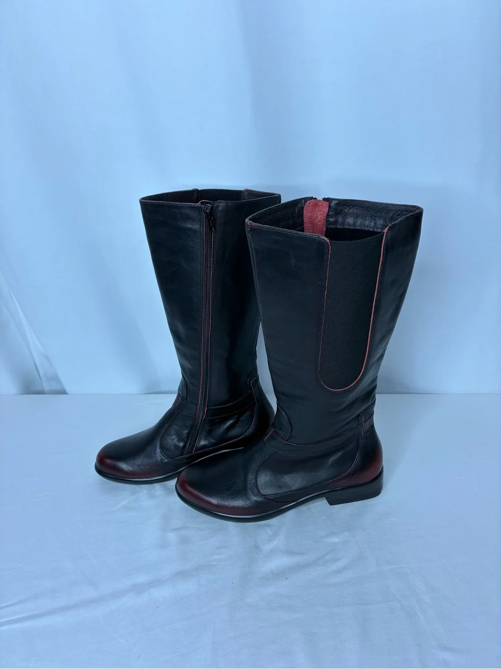 NAOT Leather Knee High Boots EU 37 US 6.5-7 Brown Riding Comfort Zip Boots
